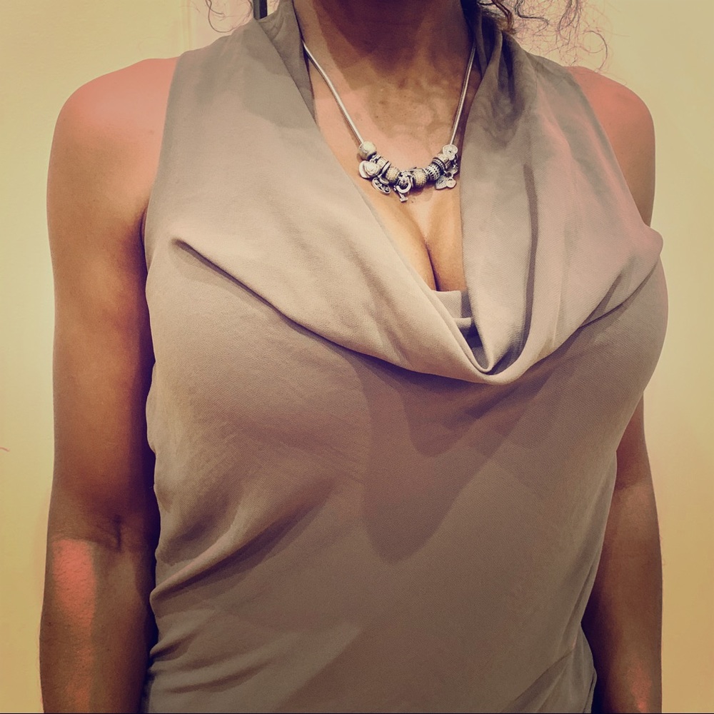 Ann Taylor Taupe Sleeveless Stretch Top